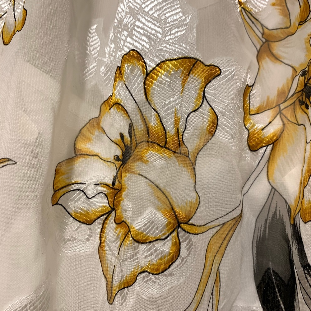 WHBM White House black market yellow floral long sleeve blouse cami yellow top - Picture 4 of 8
